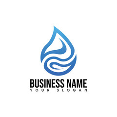 Abstract Water Drop Logo &ndash; Clean Blue Fluid Shape Design