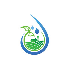 Agriculture Water Drop Logo &ndash; Farm, Irrigation, Eco Growth