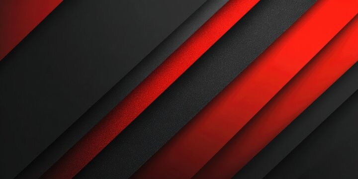 Abstract composition featuring layered diagonal shapes with varying shades of red and black