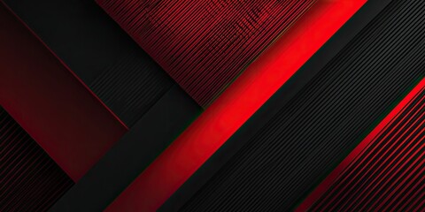 Obraz premium Abstract digital illustration with red and black angular layered shapes, textures, and lines