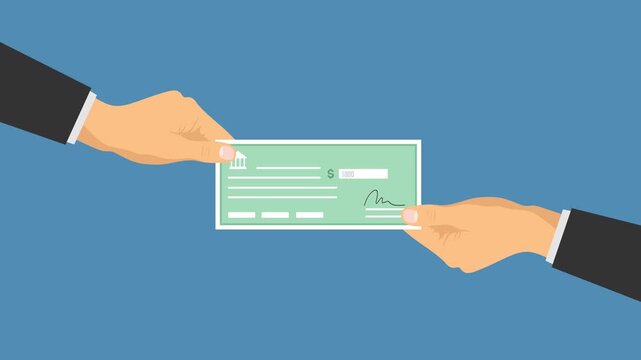exchange check at the bank video animation flat concept