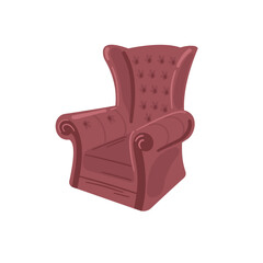 Burgundy Armchair Vector Illustration. Vintage Vector Chair Illustration