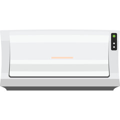 Modern White Printer Device With Green Indicator Light On Right Side And Orange Line On Front Panel Isolated On Transparent Background Clean Design