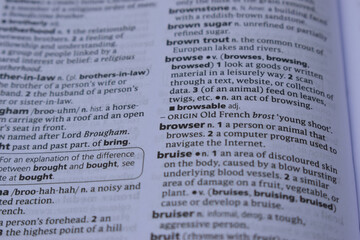 Obraz premium Definition Of English Dictionary Close Up Of Page With Word - browser