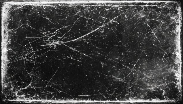 Dark textured surface with scratched white lines, resembling a damaged frame