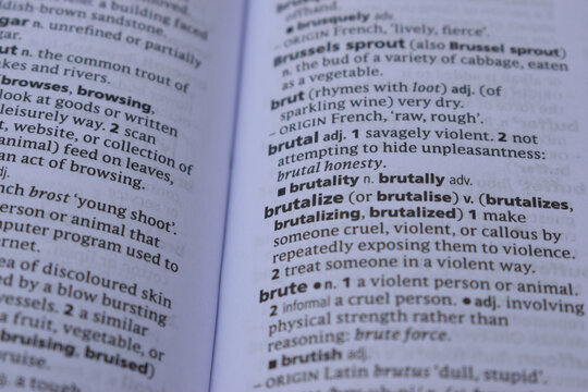 Definition Of English Dictionary Close Up Of Page With Word - brutalize