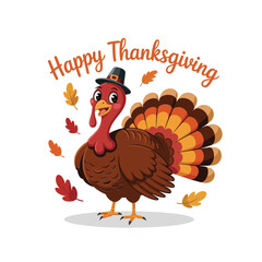 Thanksgiving turkey cartoon vector art drawing illustration