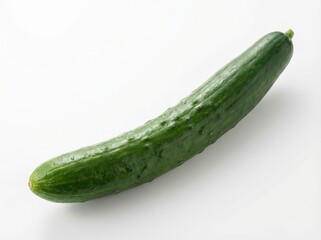 Curved Fresh Cucumber Isolated on White Background