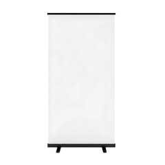 Blank white roll up banner display stand isolated on transparent background