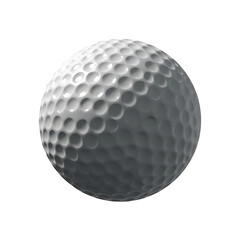 Close up of a white dimpled golf ball isolated on transparent background
