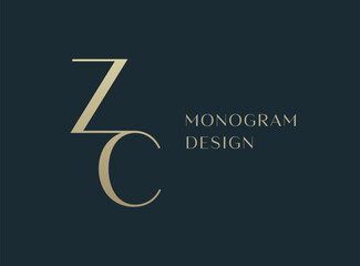 ZC letter logo icon design. Classic style luxury initials monogram.