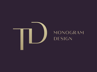 TD or DT letter logo icon design. Classic style luxury initials monogram.
