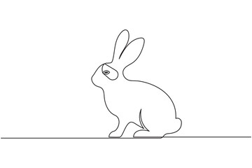 Continuous line art rabbit drawing on a clean white background
