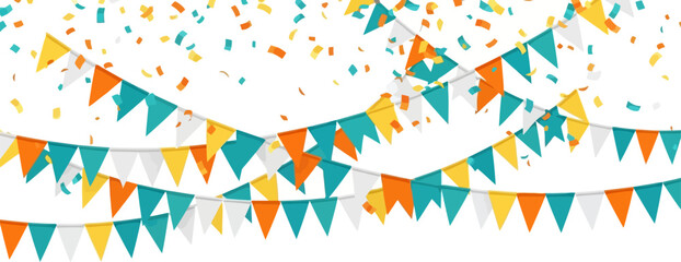 Fototapeta premium Confetti with Triangle Flag Vector Illustration