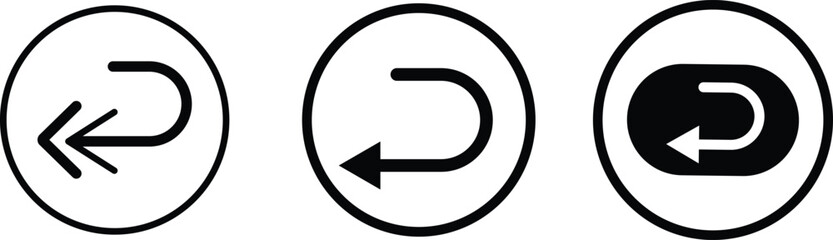Send back icon set. Return arrow symbols. Undo and reply signs. Reverse Transaction Symbol. Delivery Return Symbols