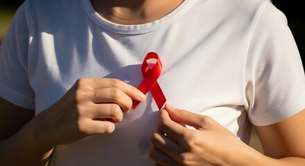 Show your compassion and spread awareness for HIV/AIDS with a vibrant red ribbon, a symbol of hope, solidarity, and unwavering support for those affected