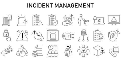Incident Management Line Editable Icons set. Vector illustration in modern thin line style icons Isolated on transparent background.