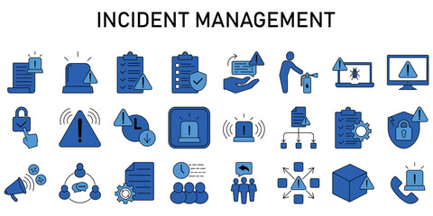 Incident Management Line Editable Icons set. Vector illustration in modern thin line style icons Isolated on transparent background.