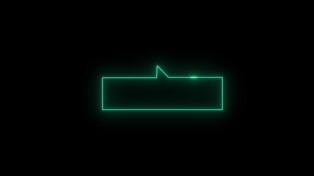 The outline of a glowing envelope symbol in bright neon colors, representing digital communication, email, messaging, and technology, glows brightly in the dark with a futuristic aesthetic.