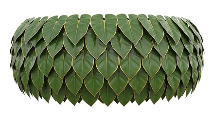 Botanical artwork featuring overlapping heart shaped leaves arranged in an abstract form