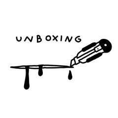 Edgy box opening, cutter blade drawing bleeding line