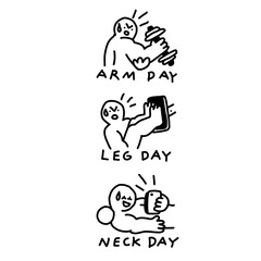 Gym routine spoof 'Arm Day, Leg Day, Neck Day' edgy meme