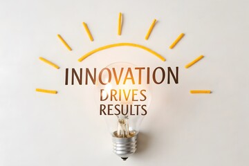 Lightbulb with the word Innovation showing idea and results
