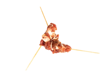 Fresh grilled pork on a stick isolated on white background