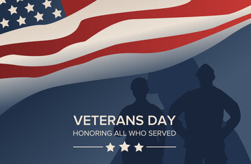 Happy Veterans Day Background. United States of America Flag. Vector Illustration.