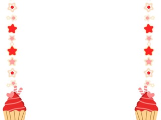 Frame with cupcake. Christmas card with a frame. Birthday frame with a cupcake. Sweet dessert border