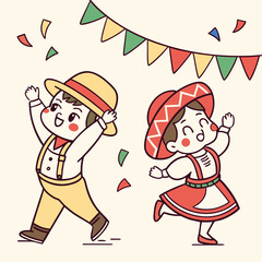 Joyful children celebrating with confetti and bunting