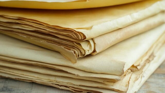 A stack of parchment paper sitting on a table, perfect for office or study use