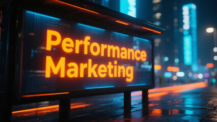 Fototapeta premium Elevate your brand with cutting-edge performance marketing in a vibrant city, driving digital growth and success with strategic campaigns