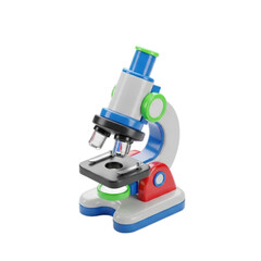 Detailed 3D rendering of a colorful children's microscope, an educational toy for science and biology. Isolated vector style illustration for learning and discovery concepts
