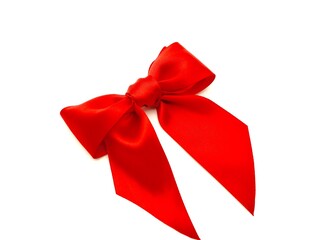 Red Ribbon Bow with White Background