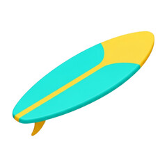 Summer Fun Colorful Surfboard 3D Model for Tropical Getaways and Water Sports
