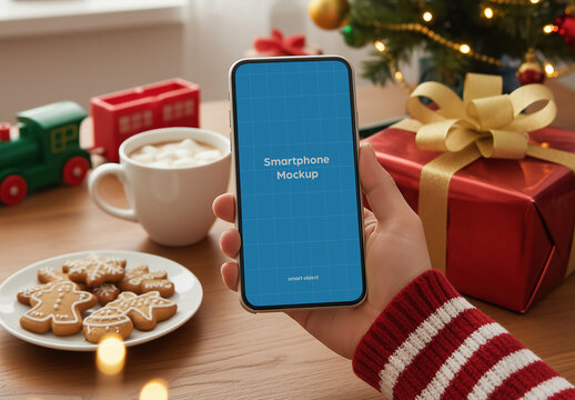 Smartphone Screen Mockup With Festive Theme