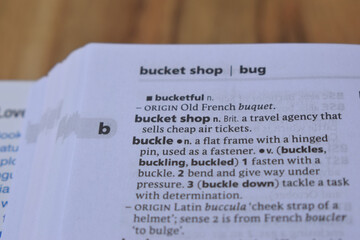 Close Up Of English Definition Dictionary Page Word Of - buckle