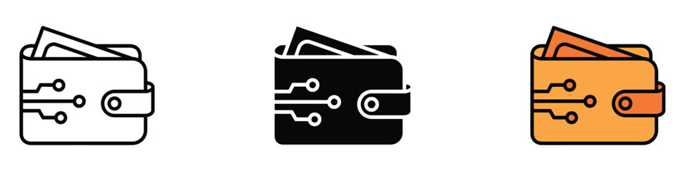 Cryptocurrency wallet icon vector. secure blockchain payment technology and modern fintech solution symbol. vector illustration.