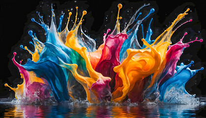 Colorful water splashing