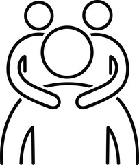 People Hugging Vector Line Icon, Symbolizing Empathy, Friendship, Social Support, Teamwork, Care, and Emotional Connection in Relationships
