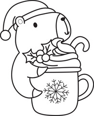 Illustrations christmas theme of cute capybara character clip art for kids. Capybara 
