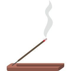Incense Stick Burning With Smoke Rising From A Wooden Incense Holder On A Transparent Background For Aromatherapy And Meditation