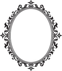 Elegant oval frame with ornate baroque flourishes and swirls