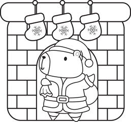 Illustrations christmas theme of cute capybara character clip art for kids. Capybara 