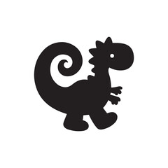  Cartoon Chameleon Silhouette – Playful Reptile Vector with Curled Tail and Spiky Back for Kids and Logos