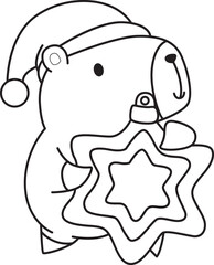 Illustrations christmas theme of cute capybara character clip art for kids. Capybara 