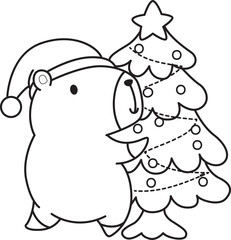 Illustrations christmas theme of cute capybara character clip art for kids. Capybara 