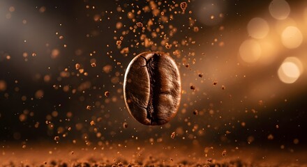 Roasted Coffee Bean with Exploding Aromatic Dust