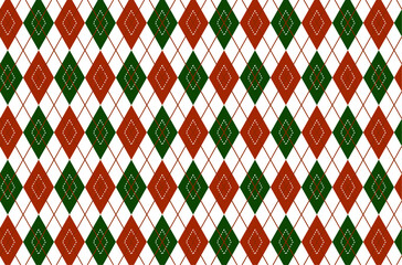 Green red Christmas argyle seamless vector pattern, Christmas trapezoid pattern. 